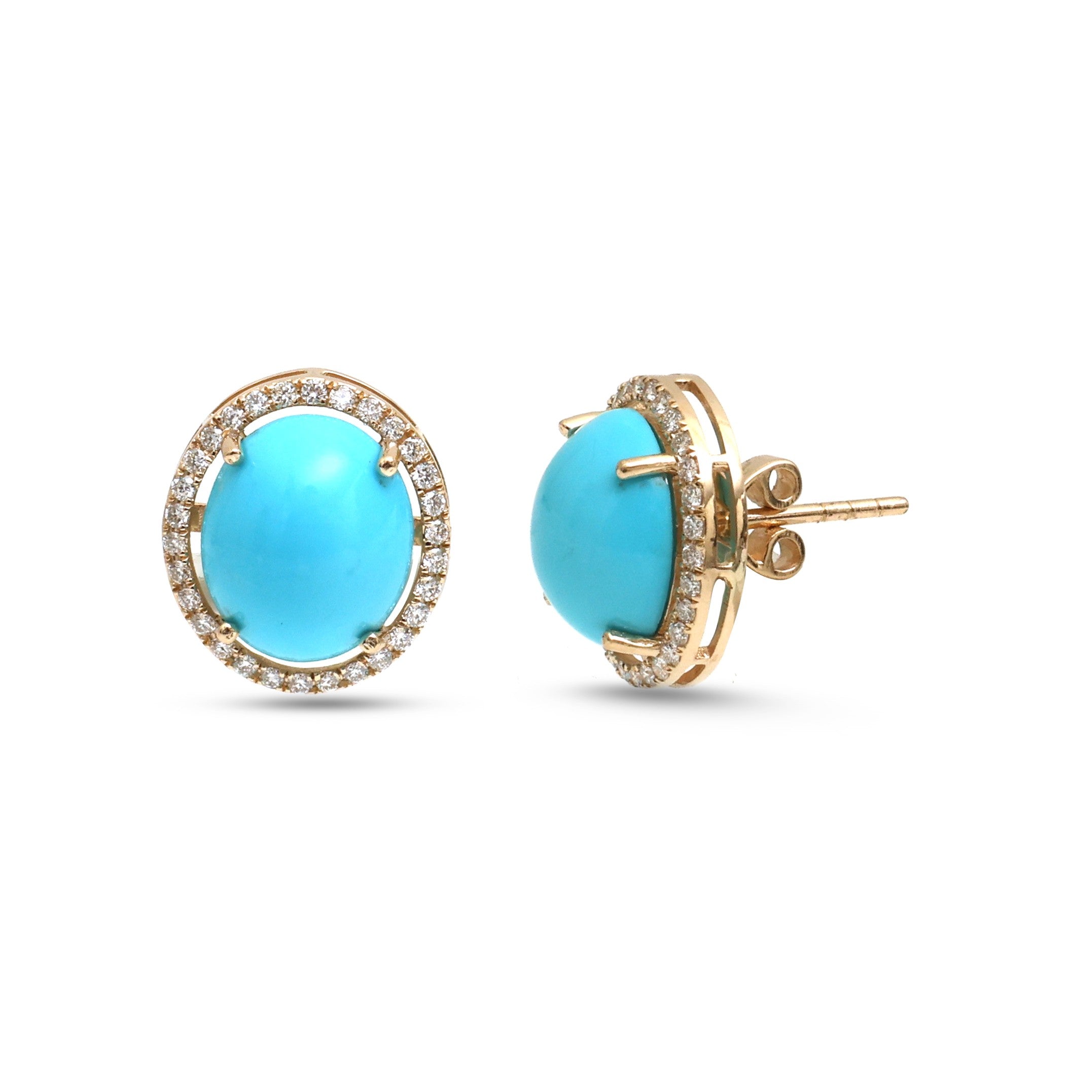 JPERG-4405/12378 Diamond Turquoise Earring | 14K