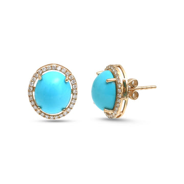 JPERG-4405/12378 Diamond Turquoise Earring | 14K