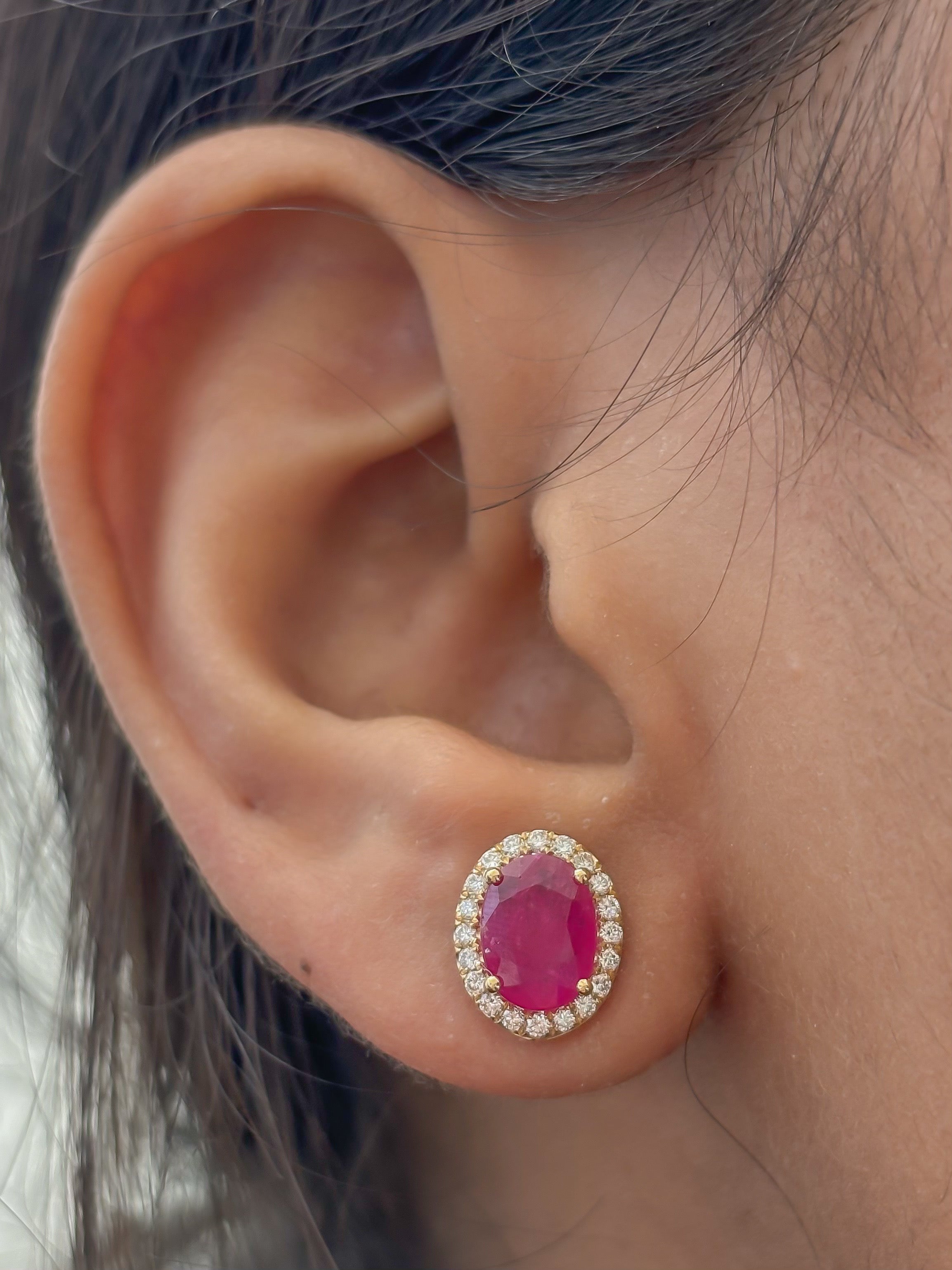 JPERG-4408/12381 Diamond Ruby Earring | 18K