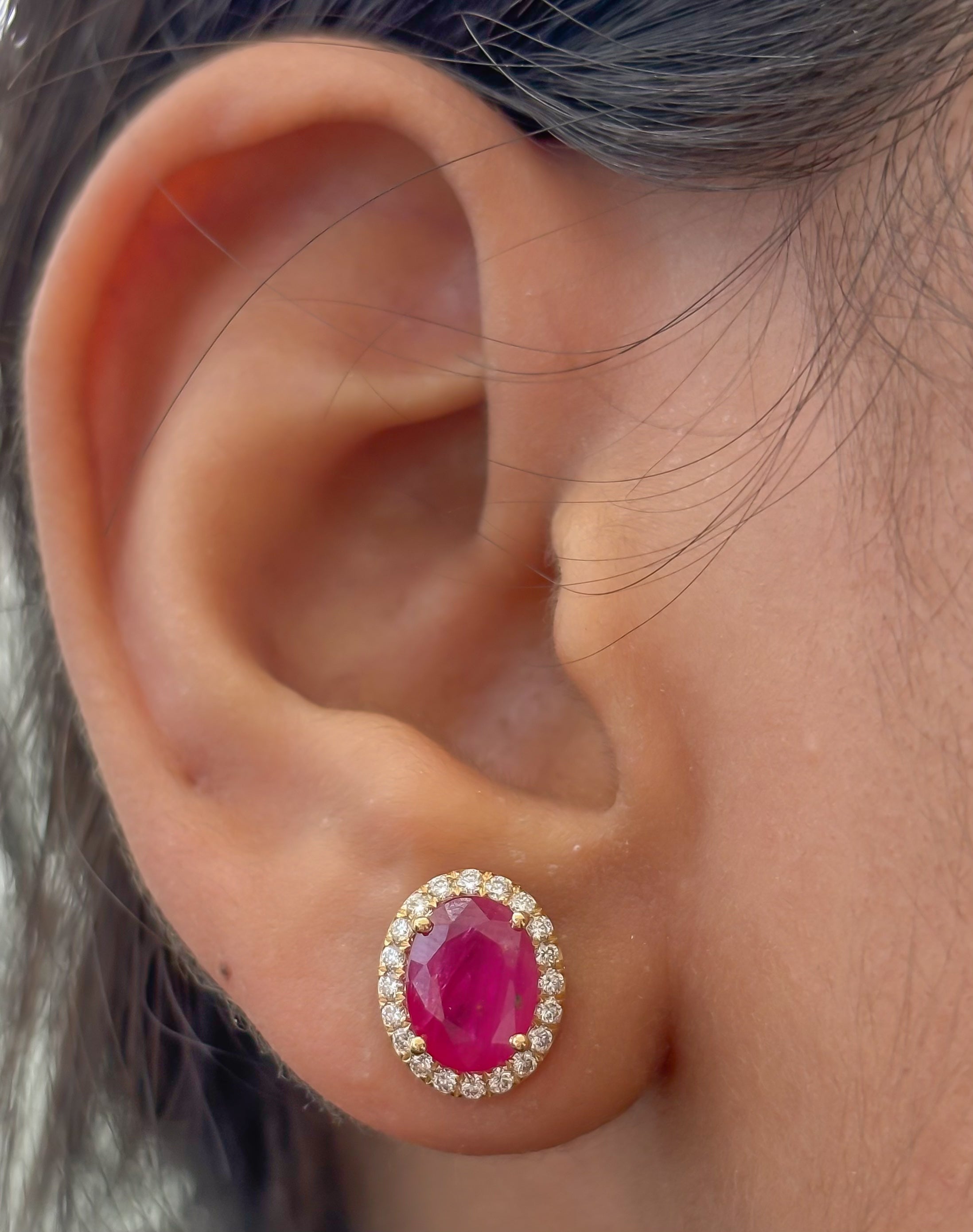 JPERG-4409/12382 Diamond Ruby Earring | 18K