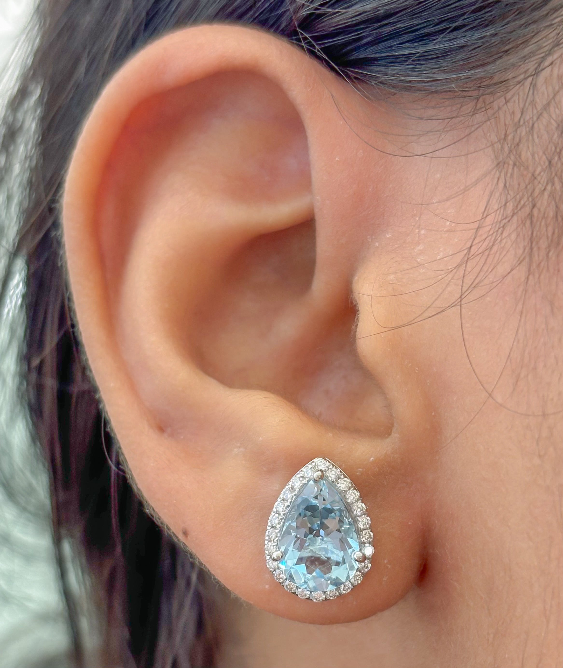 JPERG-4412/12389 Diamond Aquamarine Earring | 14K