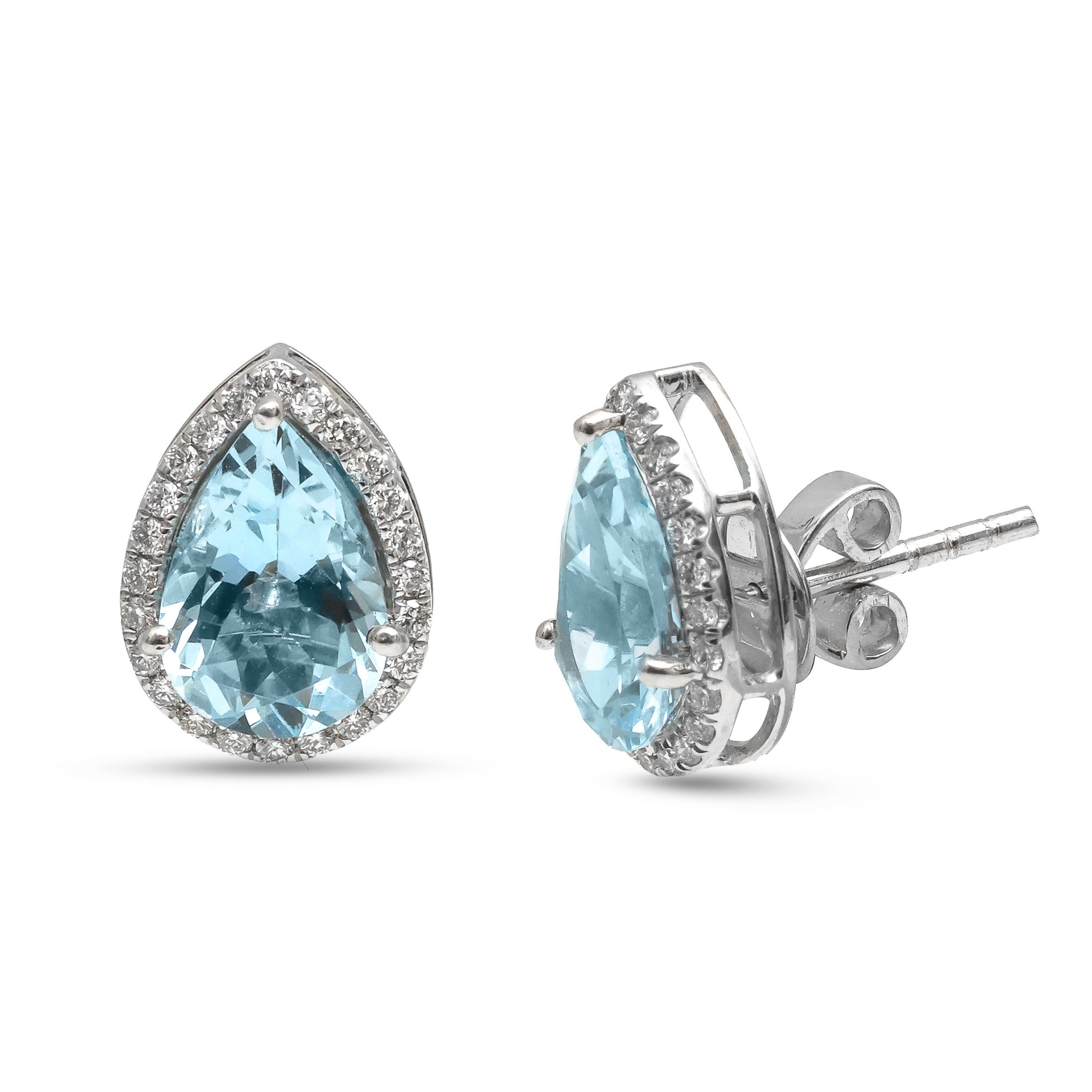 JPERG-4412/12389 Diamond Aquamarine Earring | 14K