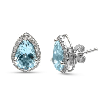 JPERG-4412/12389 Diamond Aquamarine Earring | 14K