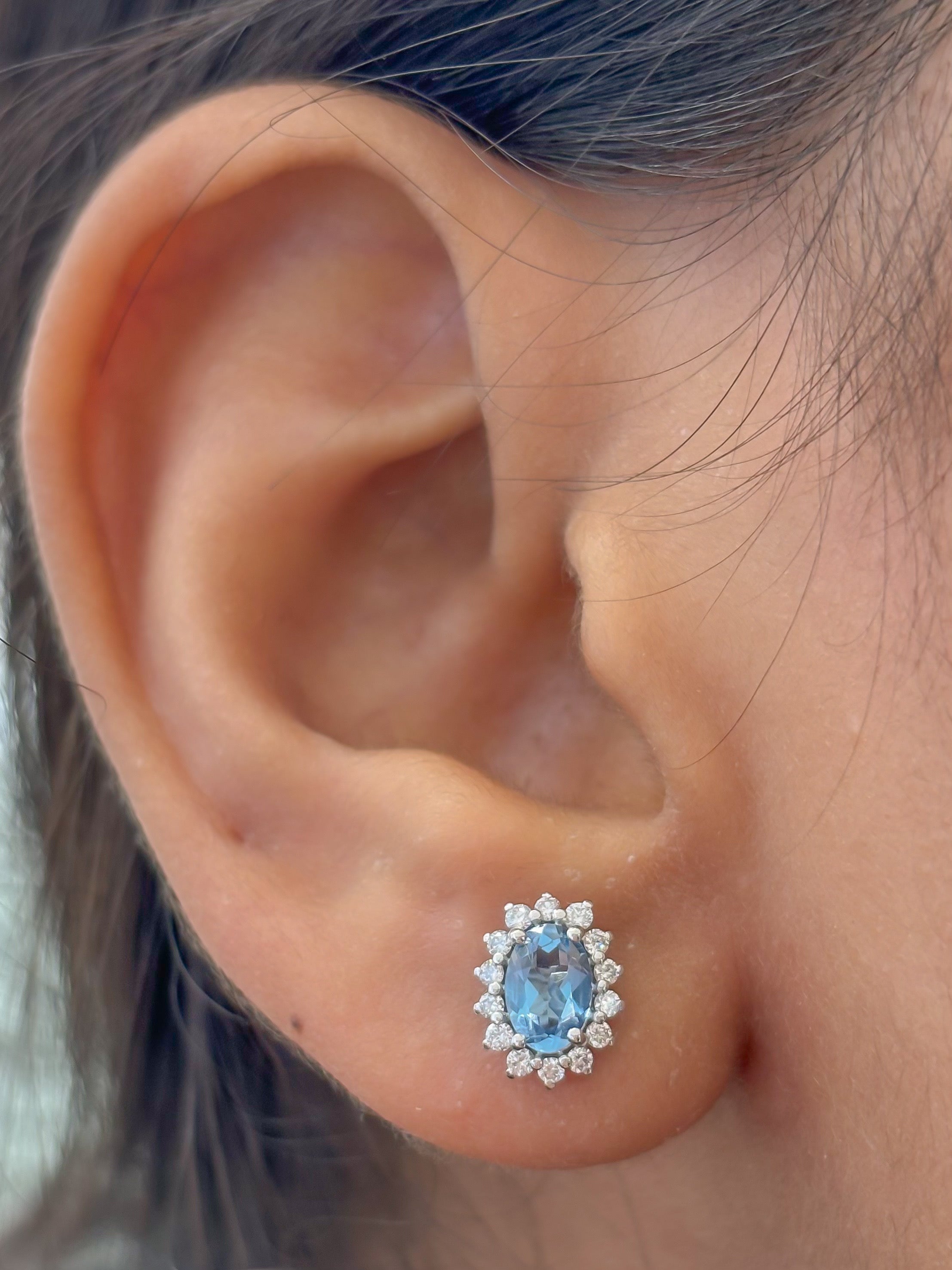 JPERG-4413/12390 Diamond Aquamarine Earring | 14K
