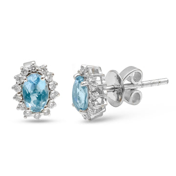 JPERG-4414/12391 Diamond Aquamarine Earring | 14K