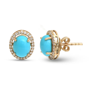 JPERG-4421/12469 Diamond Turquoise Earring | 14K