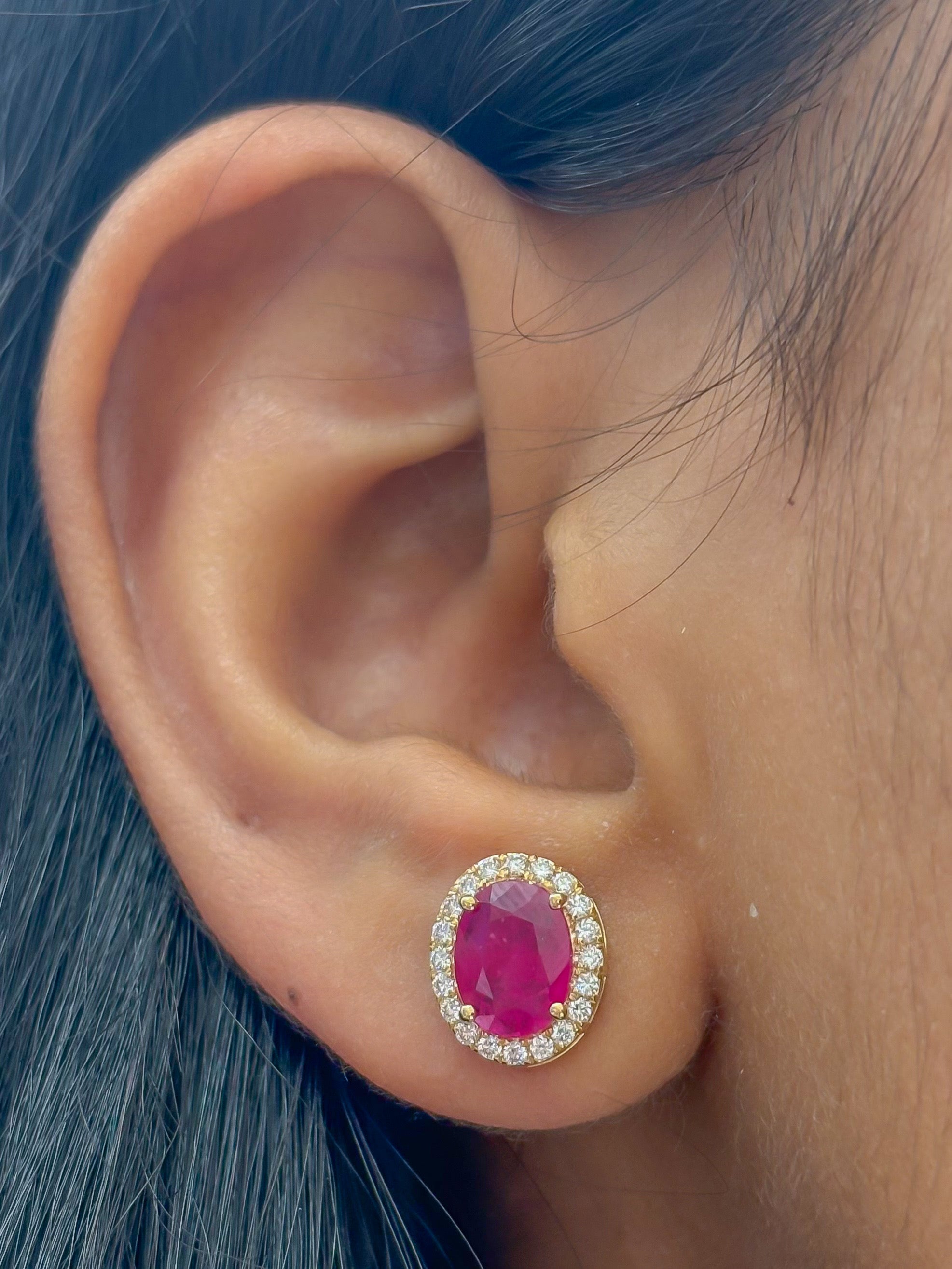 JPERG-4422/12470 Diamond Ruby Earring | 18K
