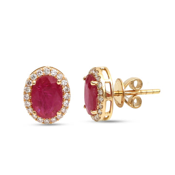 JPERG-4422/12470 Diamond Ruby Earring | 18K