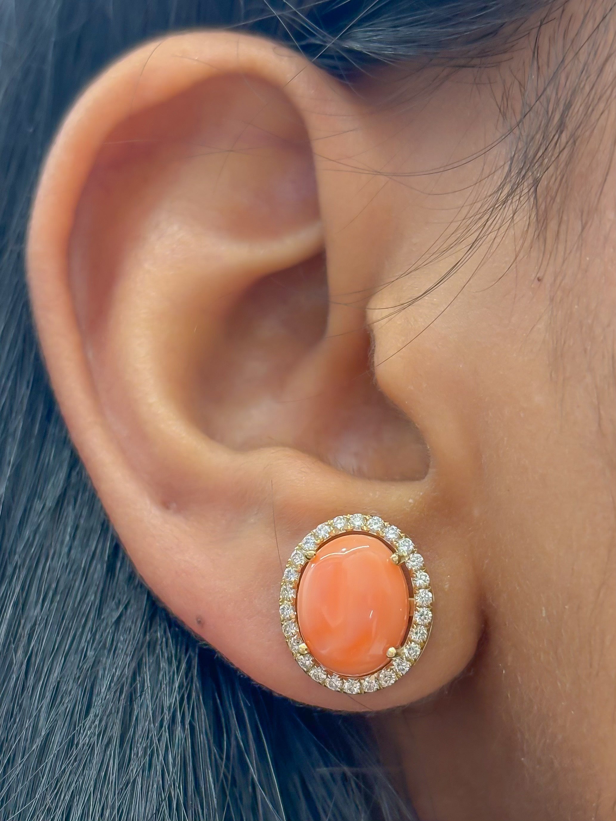 JPERG-4424/12472 Diamond Coral Earring | 14K