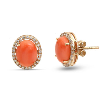 JPERG-4424/12472 Diamond Coral Earring | 14K