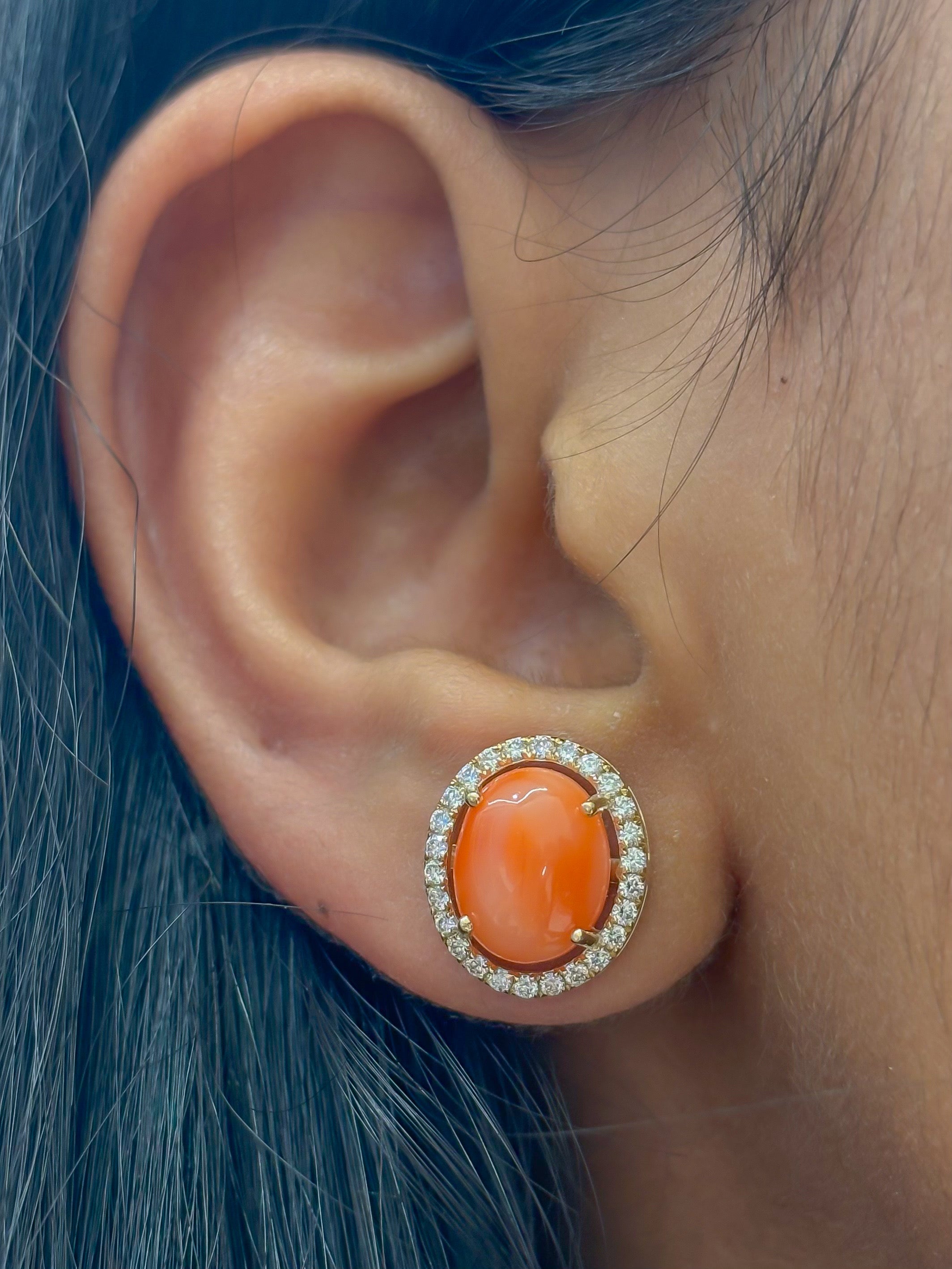 JPERG-4426/12479 Diamond Coral Earring | 14K