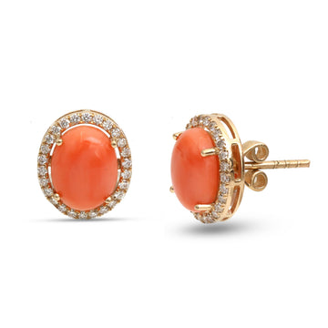 JPERG-4426/12479 Diamond Coral Earring | 14K