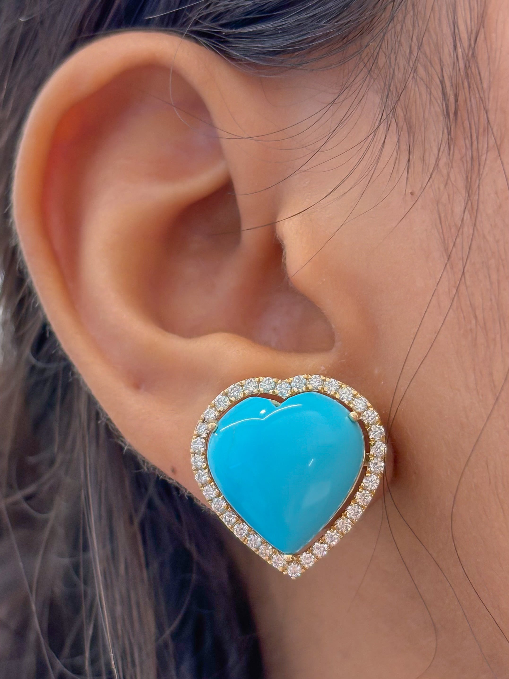 JPERG-4432/12526 Turquoise Diamond Earring | 14K