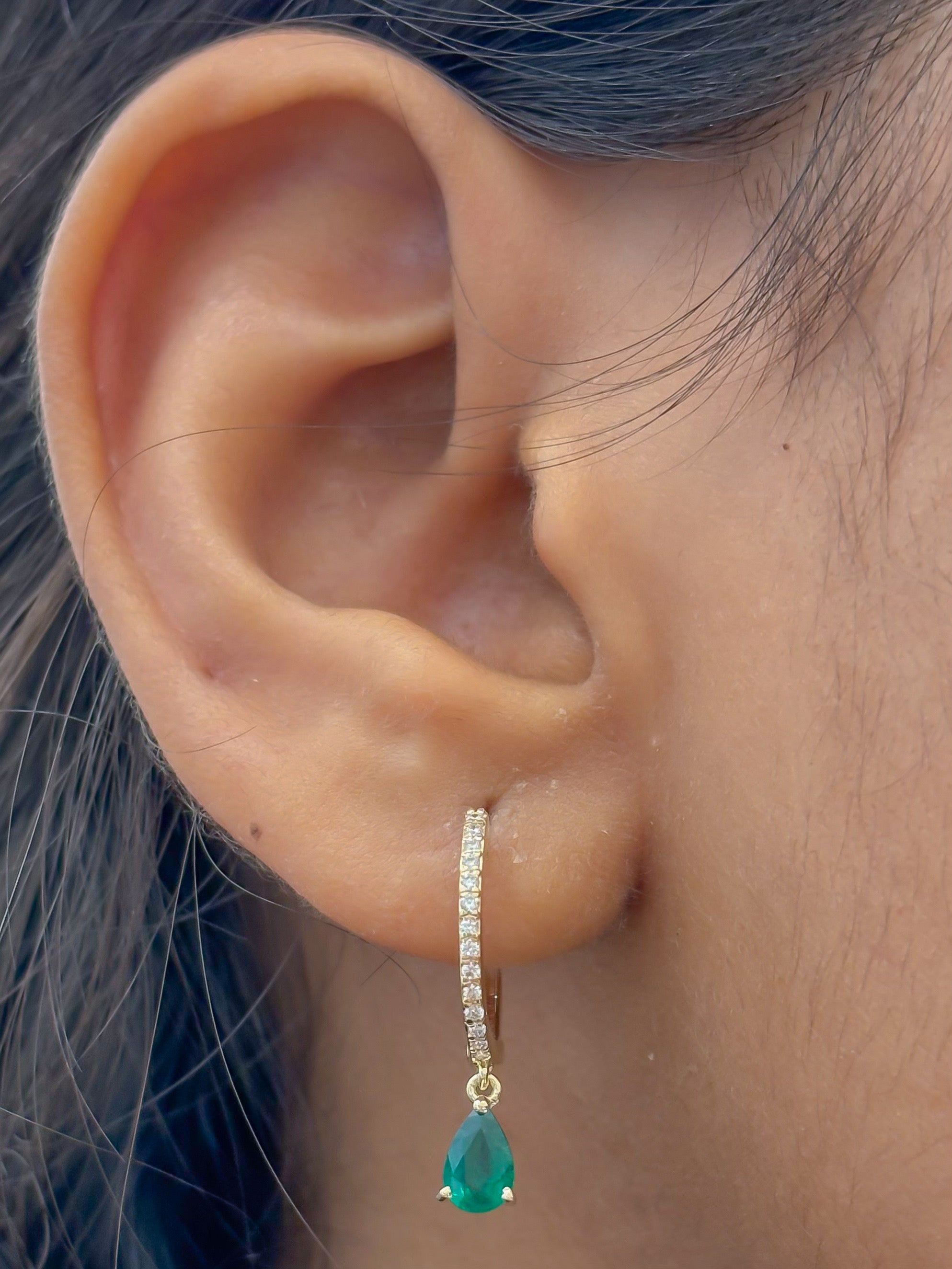 JPERG-4436/12530 Emerald Diamond Earring | 14K