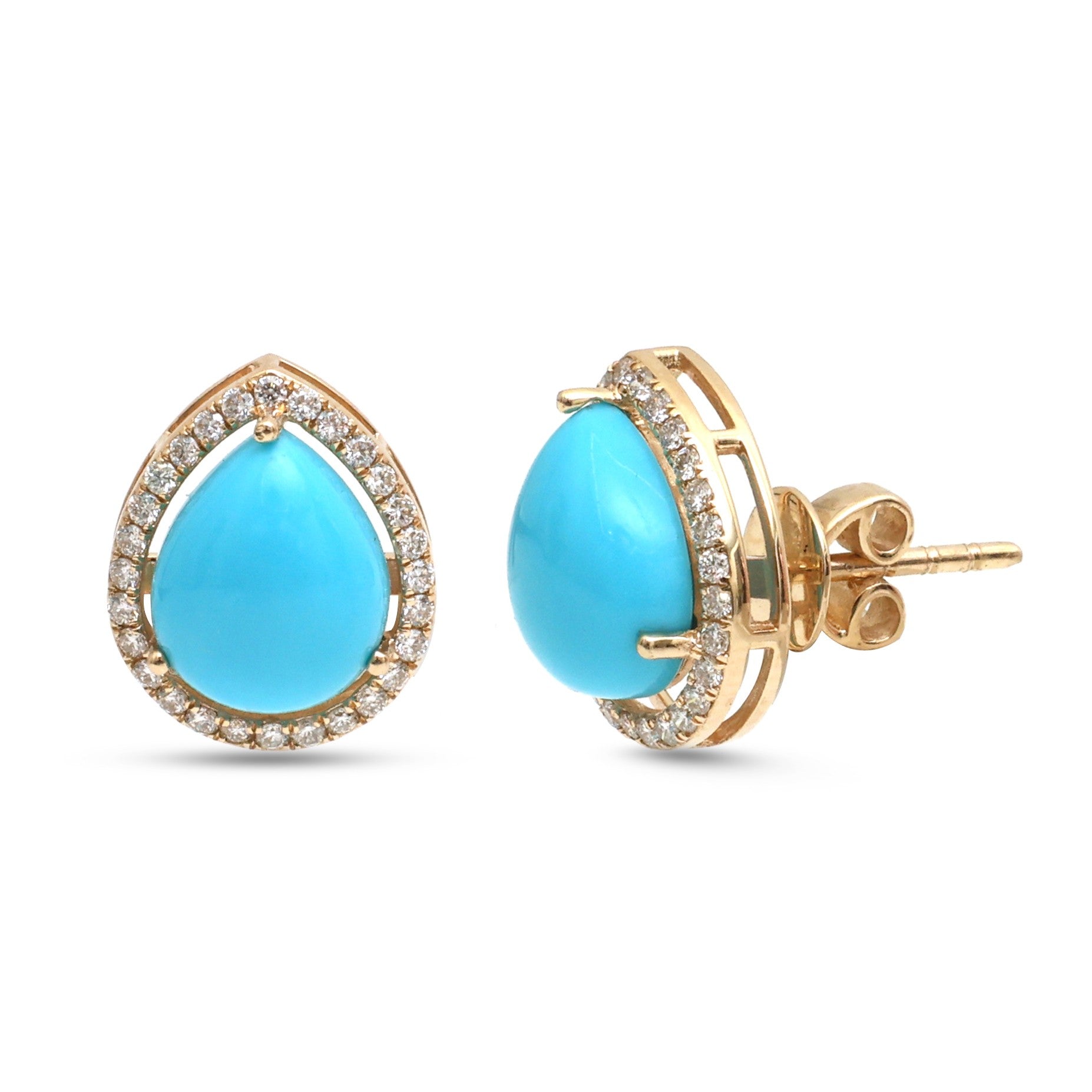 JPERG-4438/12538 Diamond Turquoise Earring | 14K