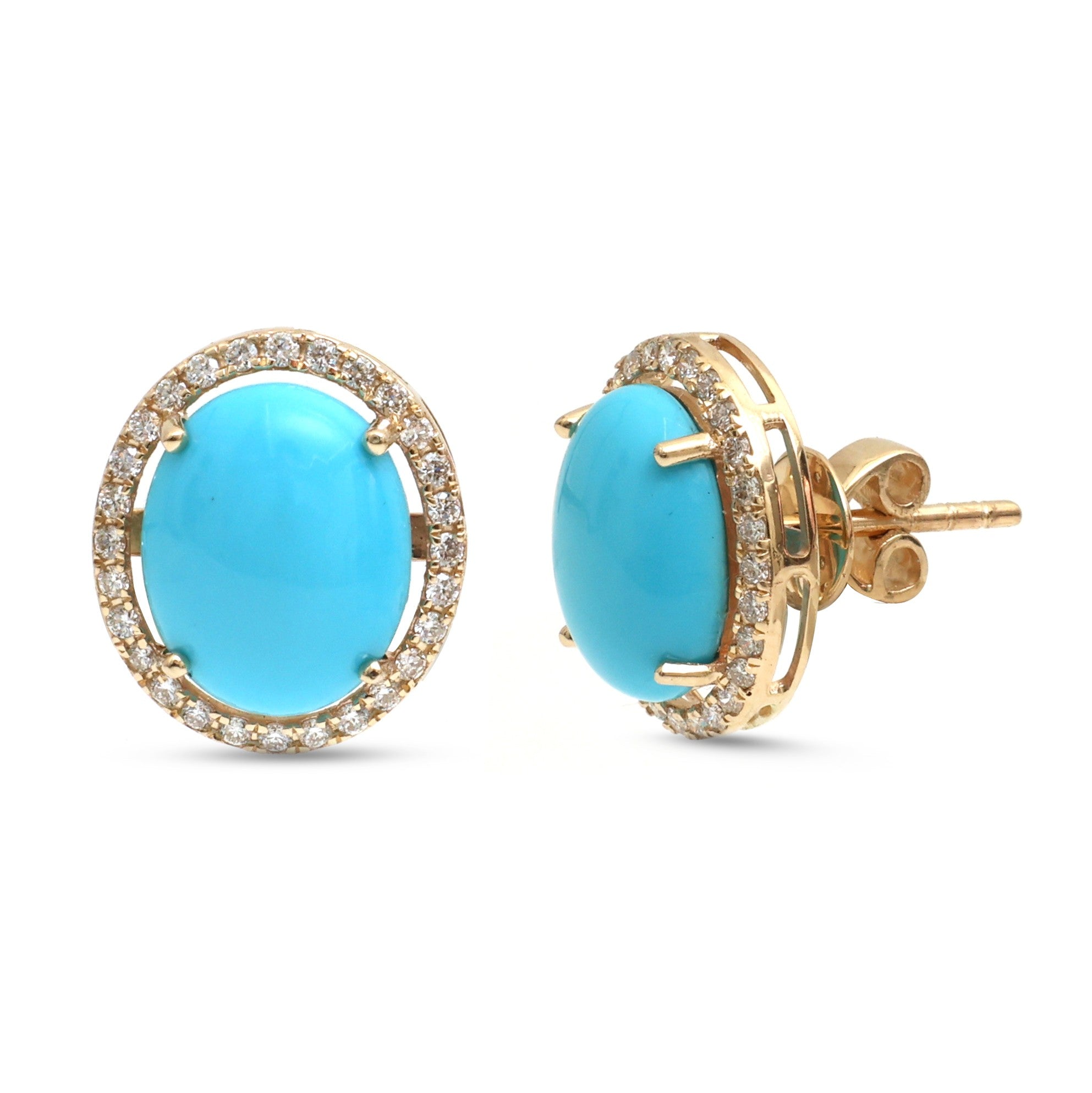 JPERG-4440/12540 Diamond Turquoise Earring | 14K