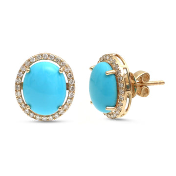 JPERG-4440/12540 Diamond Turquoise Earring | 14K