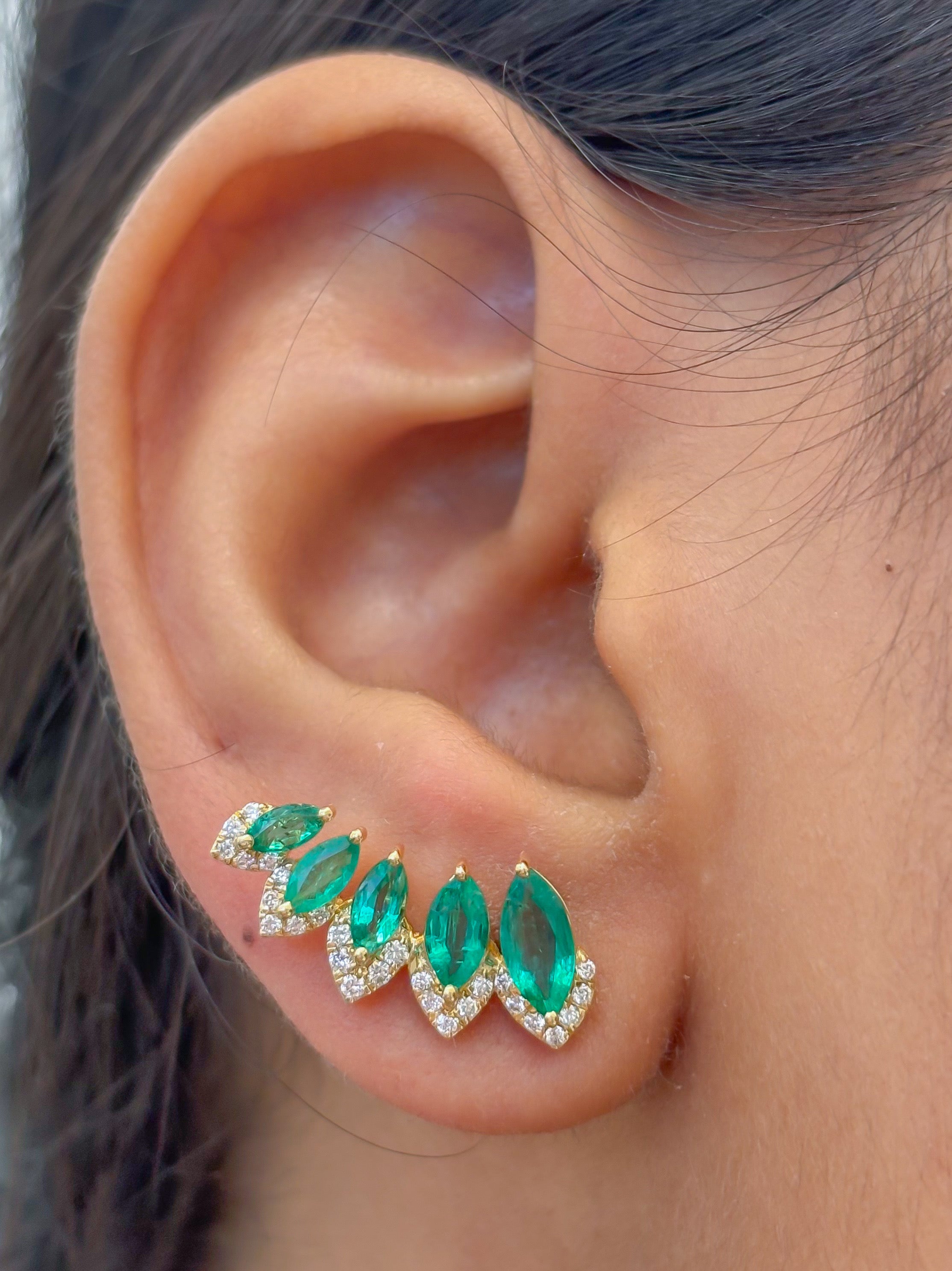 JPERG-4459/12622 Emerald Diamond Earring | 18K