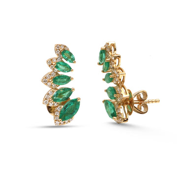 JPERG-4459/12622 Emerald Diamond Earring | 18K