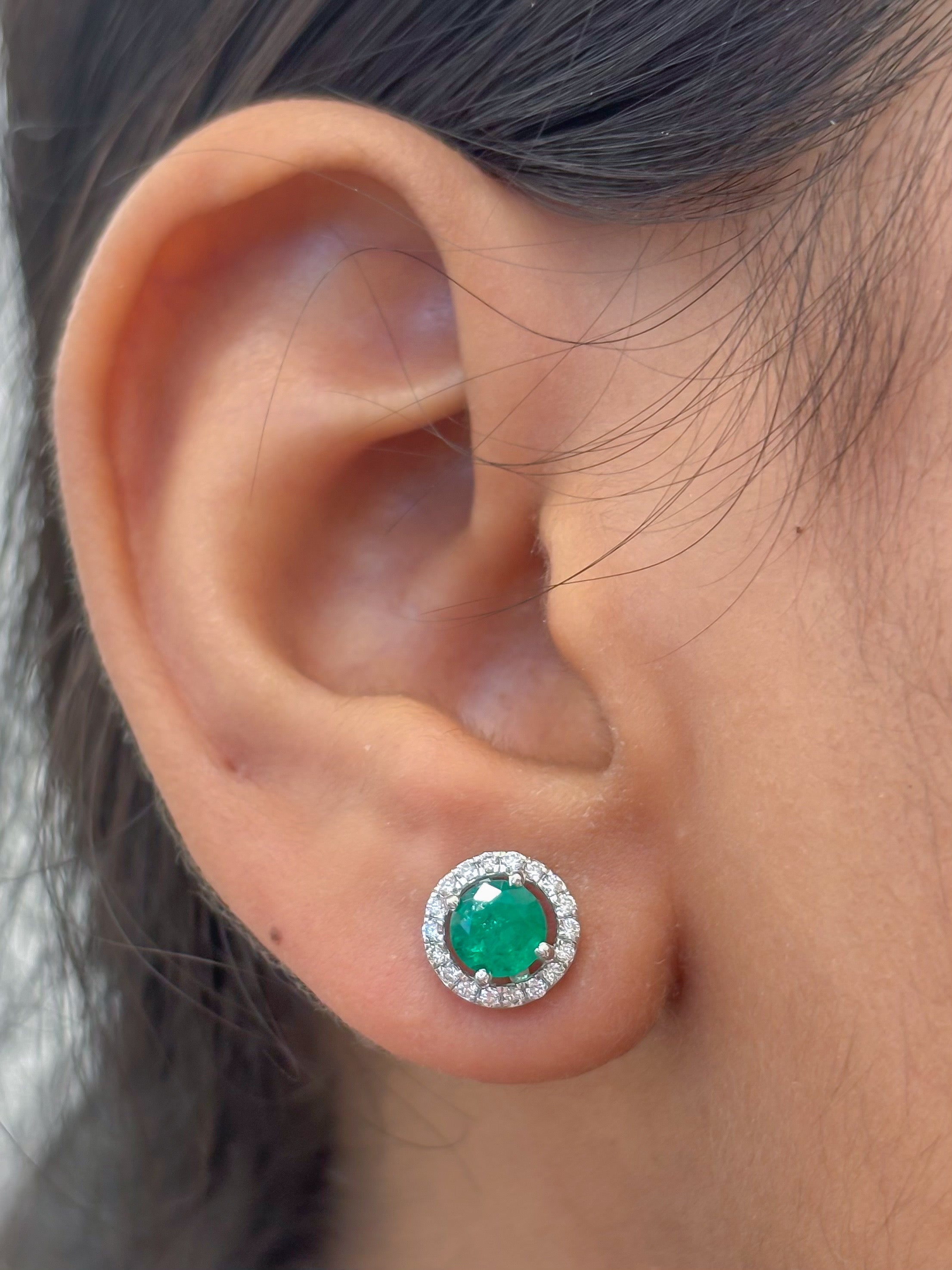JPERG-4461/12624 Emerald Diamond Earring | 18K