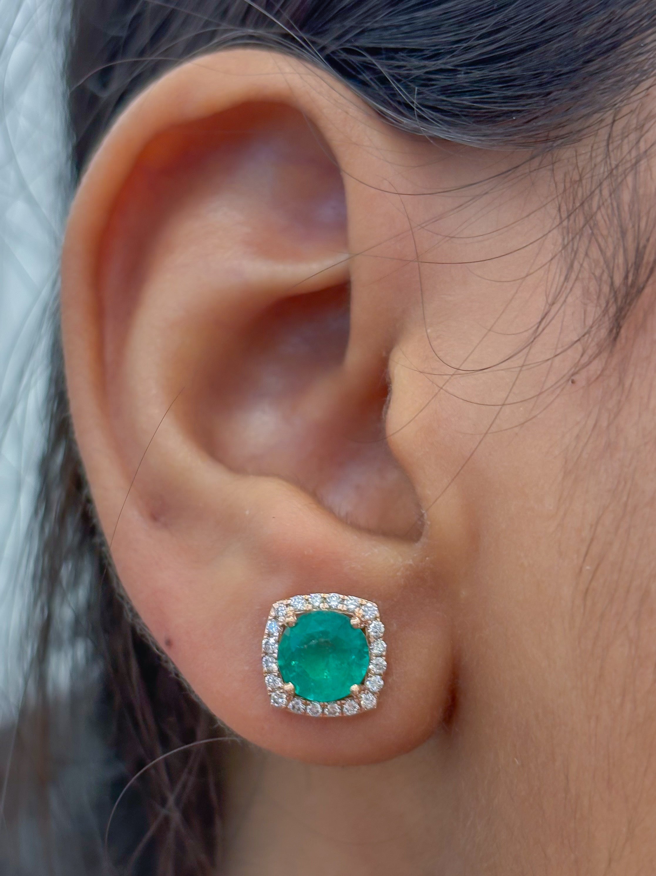 JPERG-4464/12627 Emerald Diamond Earring | 18K