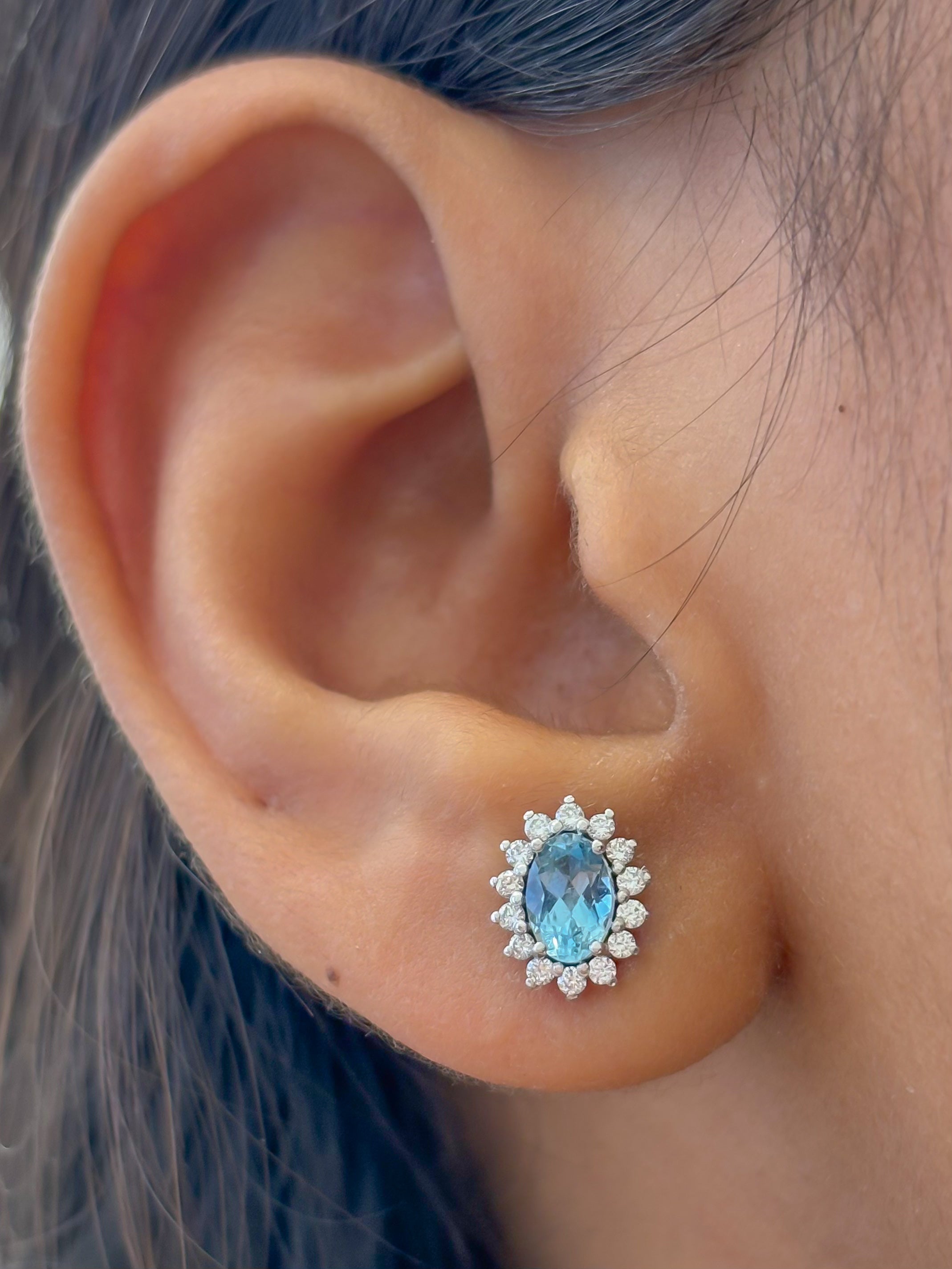 JPERG-4471/12634 Diamond Aquamarine Earring | 14K