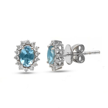 JPERG-4473/12636 Diamond Aquamarine Earring | 14K