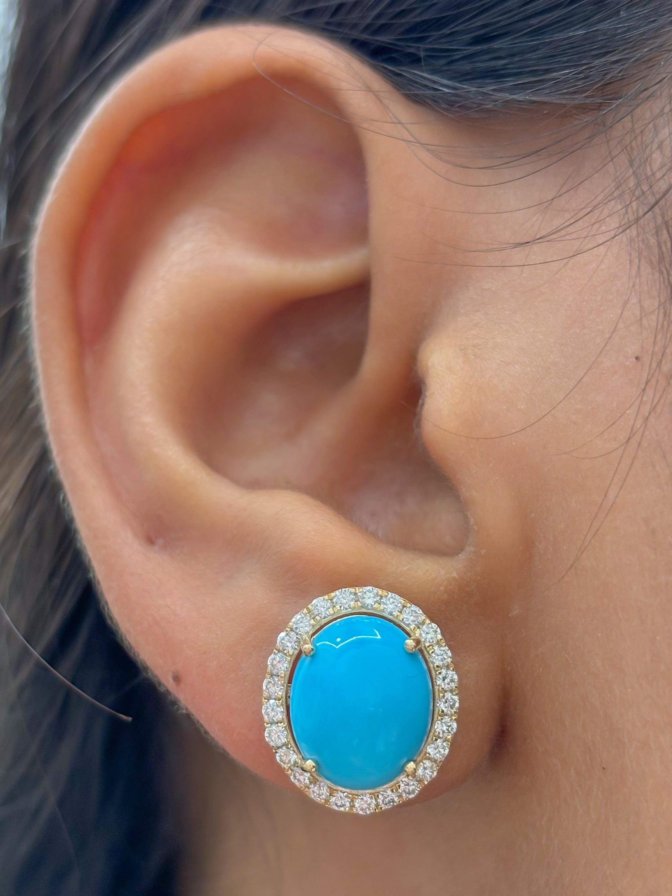 JPERG-4476/12645 Turquoise Diamond Earring | 14K