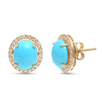 JPERG-4476/12645 Turquoise Diamond Earring | 14K