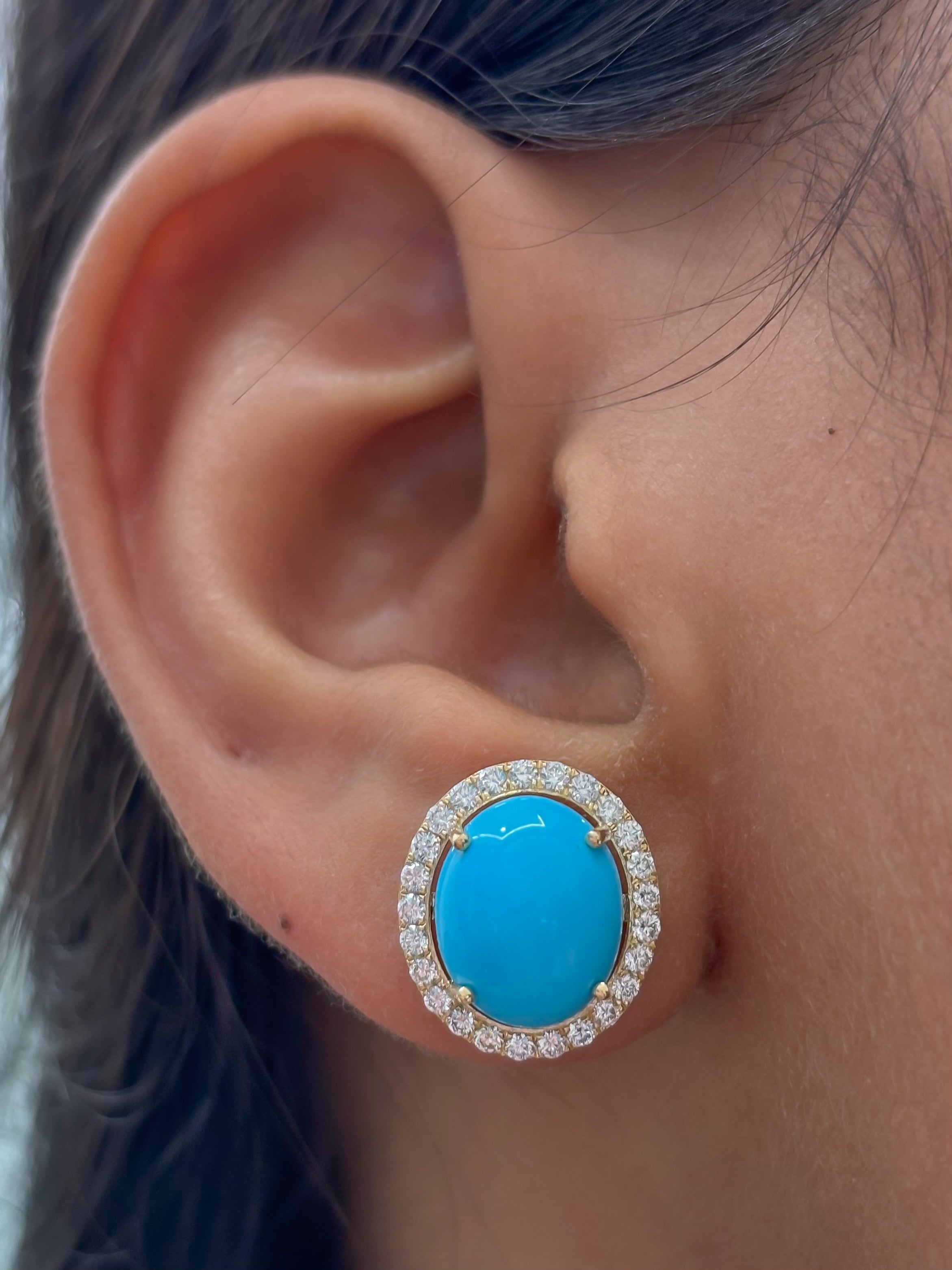 JPERG-4477/12646 Turquoise Diamond Earring | 14K
