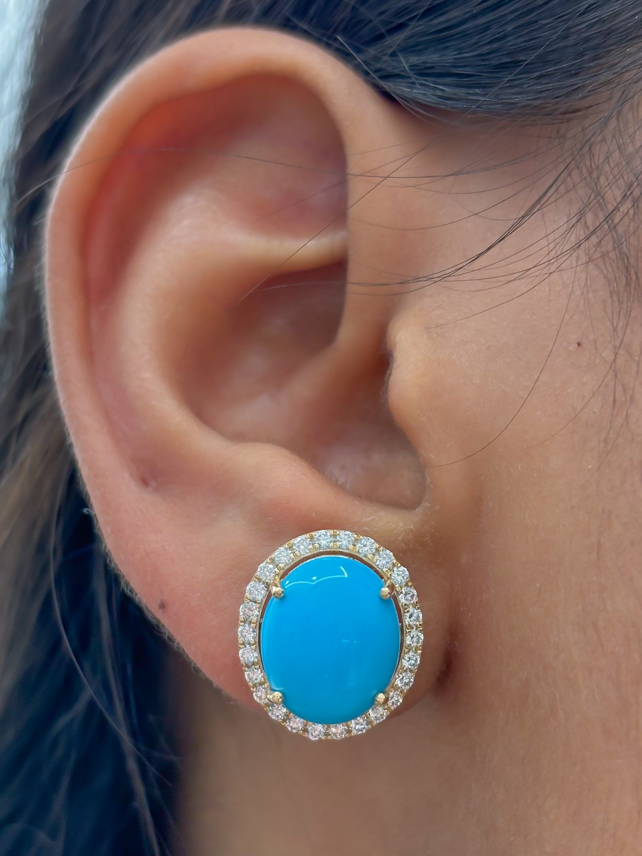 JPERG-4478/12647 Turquoise Diamond Earring | 14K