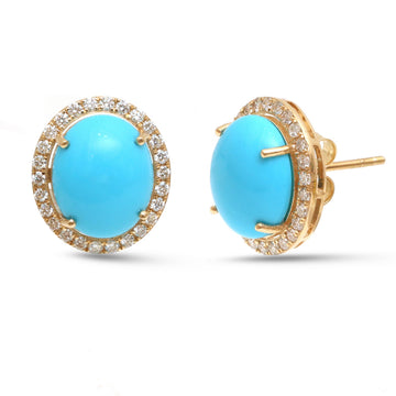 JPERG-4478/12647 Turquoise Diamond Earring | 14K