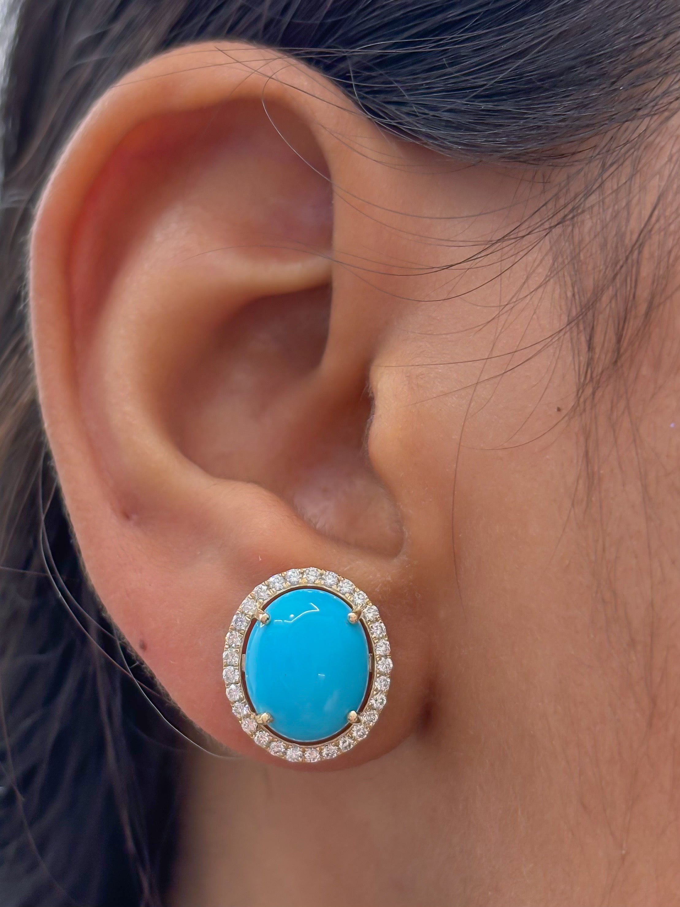 JPERG-4479/12648 Turquoise Diamond Earring | 14K