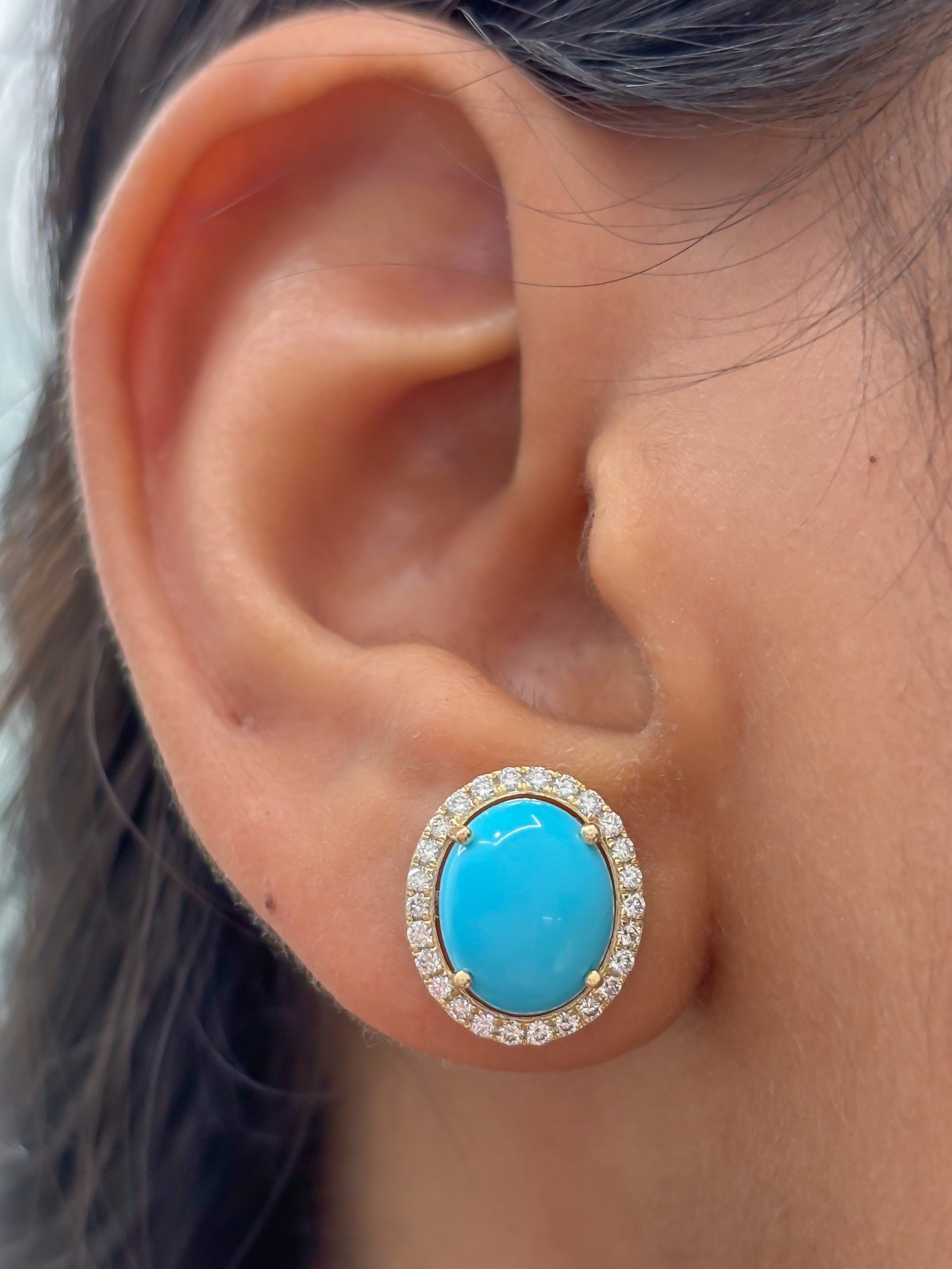 JPERG-4481/12650 Turquoise Diamond Earring | 14K