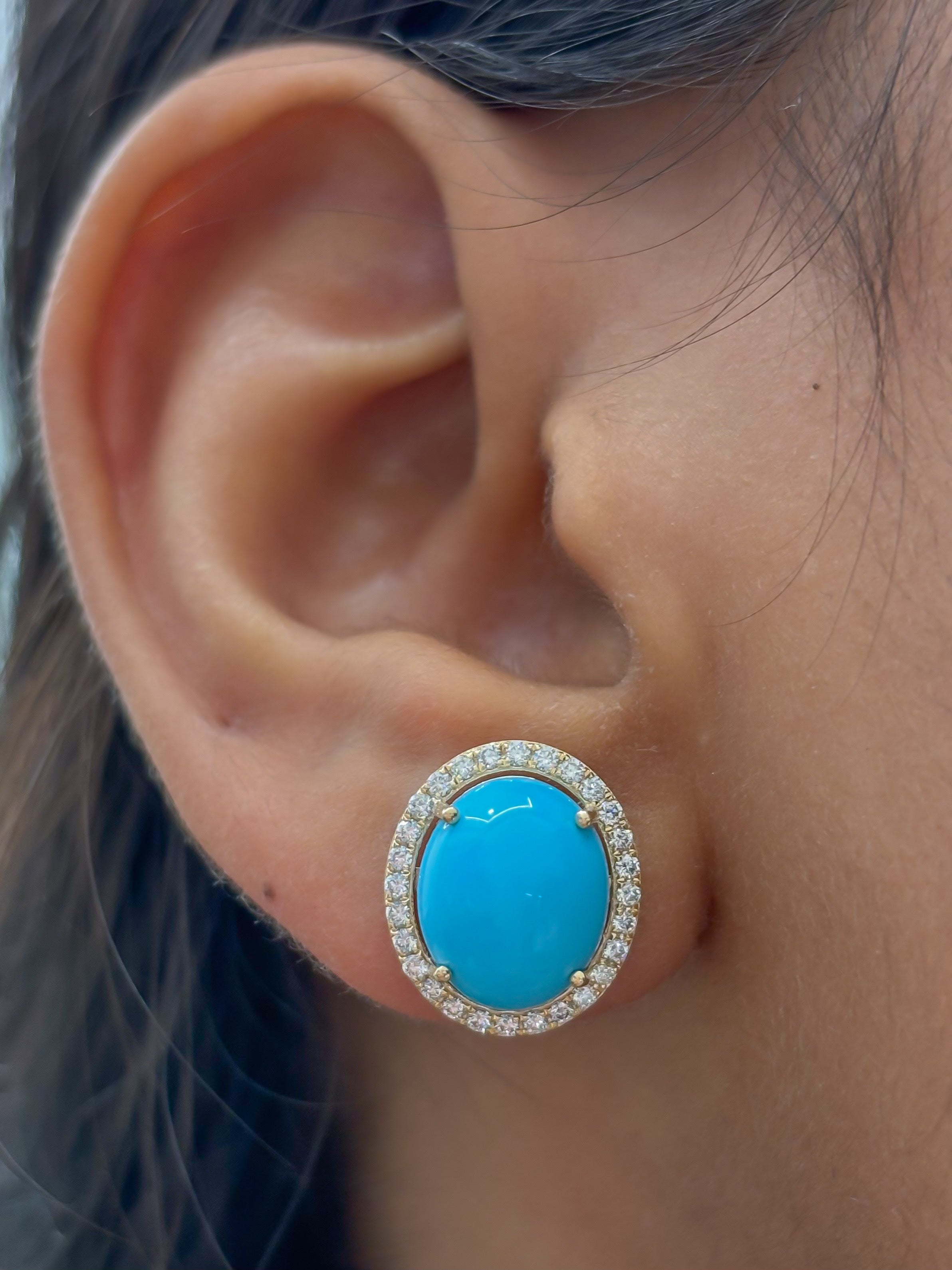 JPERG-4483/12652 Turquoise Diamond Earring | 14K