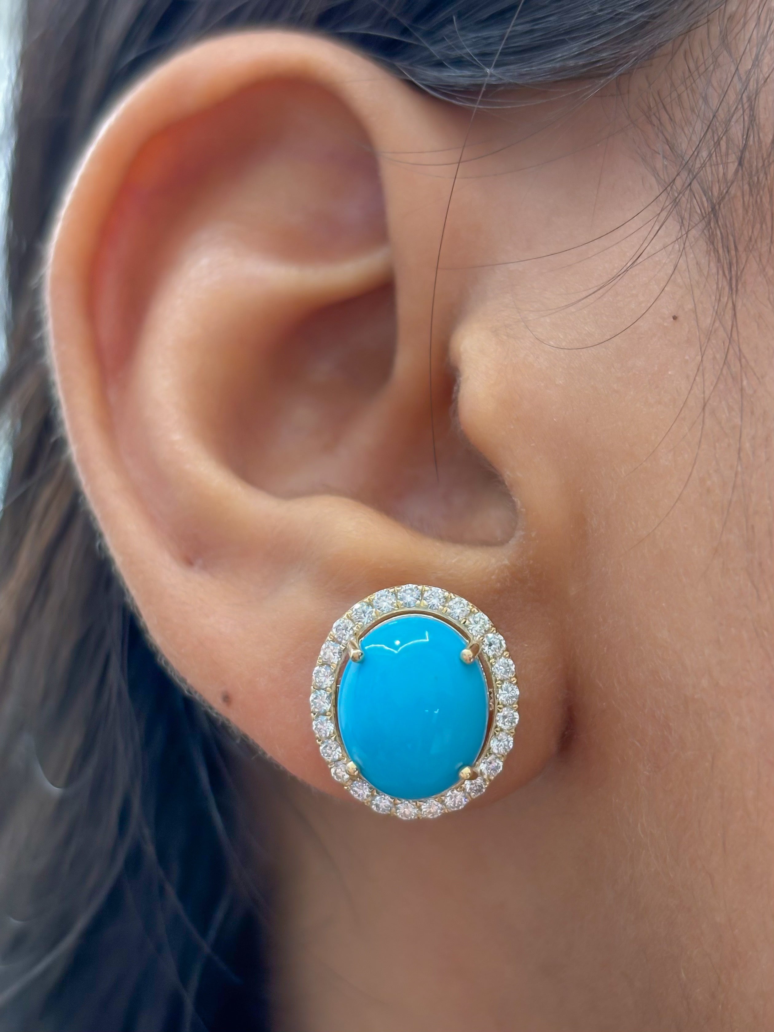 JPERG-4484/12653 Turquoise Diamond Earring | 14K