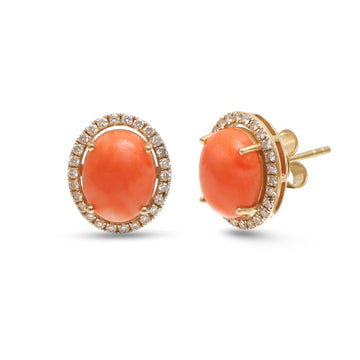 JPERG-4485/12654 Coral Diamond Earring | 14K