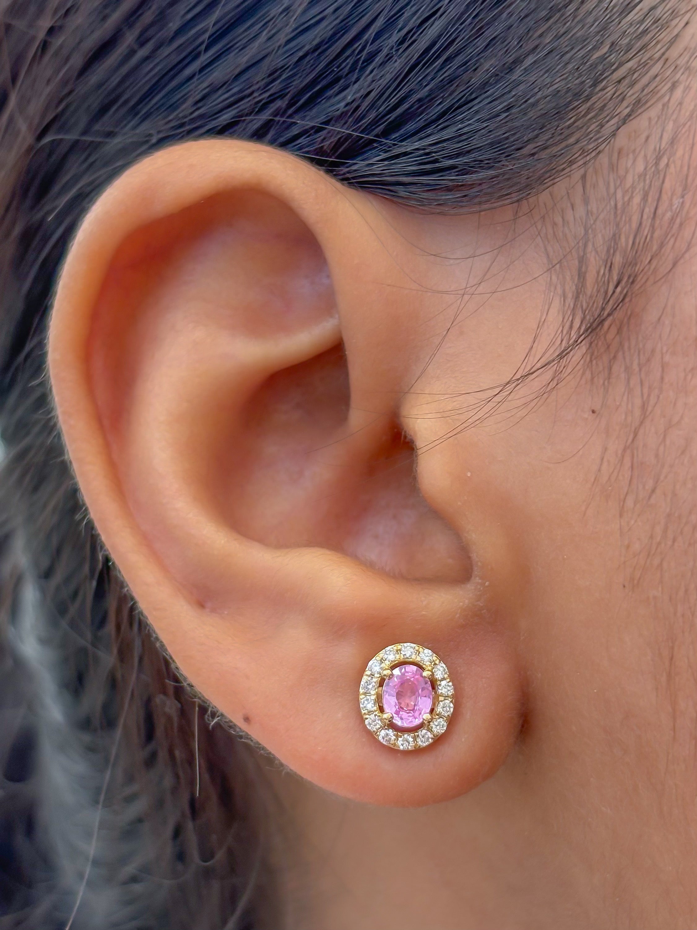 JPERG-4489/12677 Pink Sapphire Diamond Earring | 18K