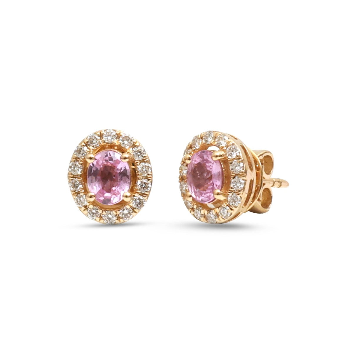 JPERG-4489/12677 Pink Sapphire Diamond Earring | 18K