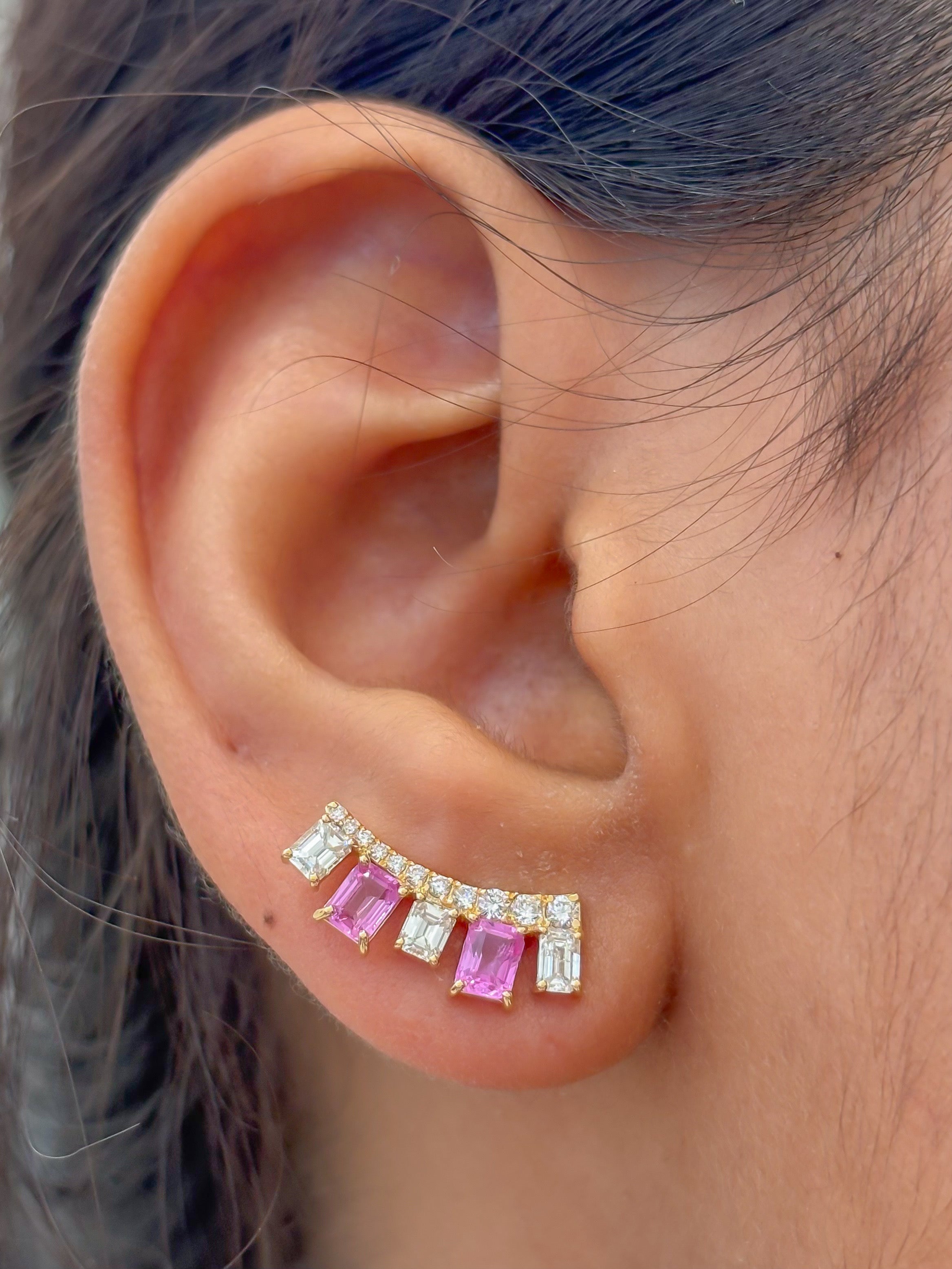 JPERG-4490/12678 Pink Sapphire Diamond Earring | 18K