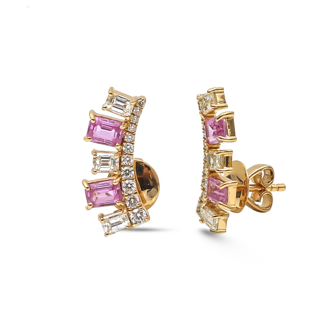 JPERG-4490/12678 Pink Sapphire Diamond Earring | 18K