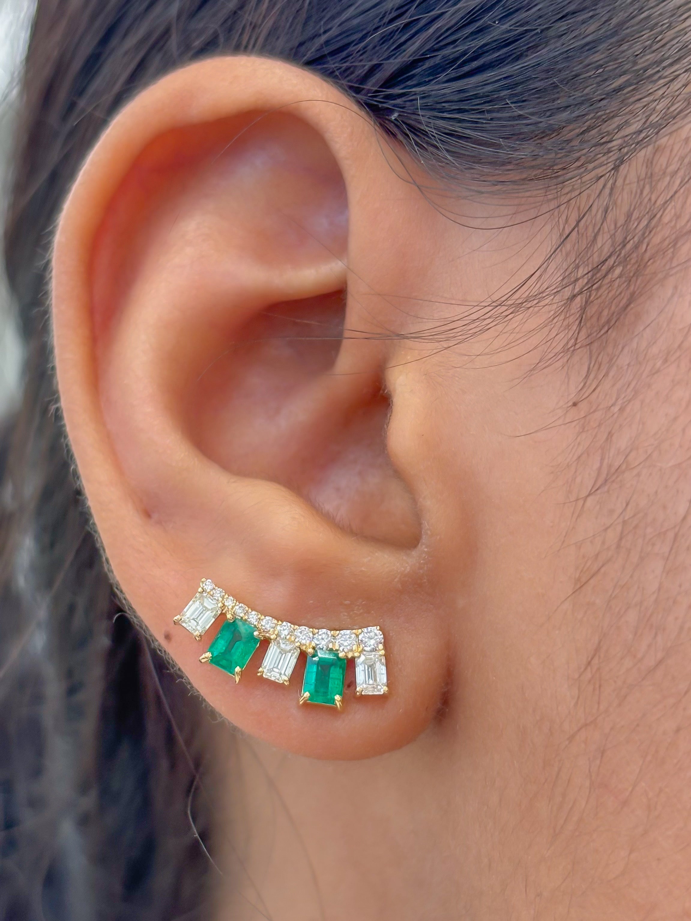 JPERG-4492/12680 Emerald Diamond Earring | 18K