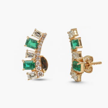 JPERG-4492/12680 Emerald Diamond Earring | 18K