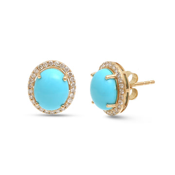 JPERG-4498/12695 Diamond Turquoise Earring | 14K