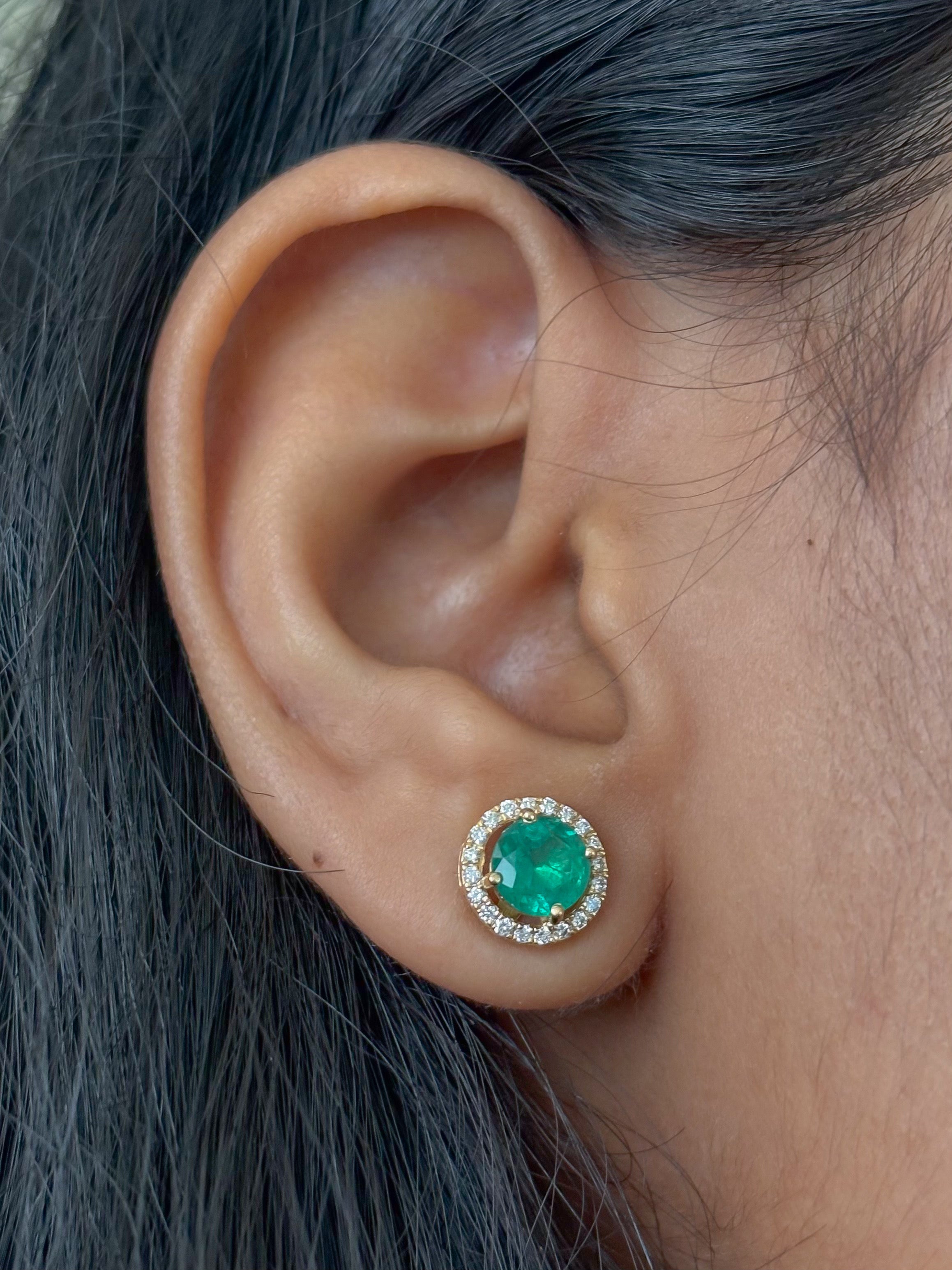 JPERG-4502/12746 Emerald Diamond Earring | 18K