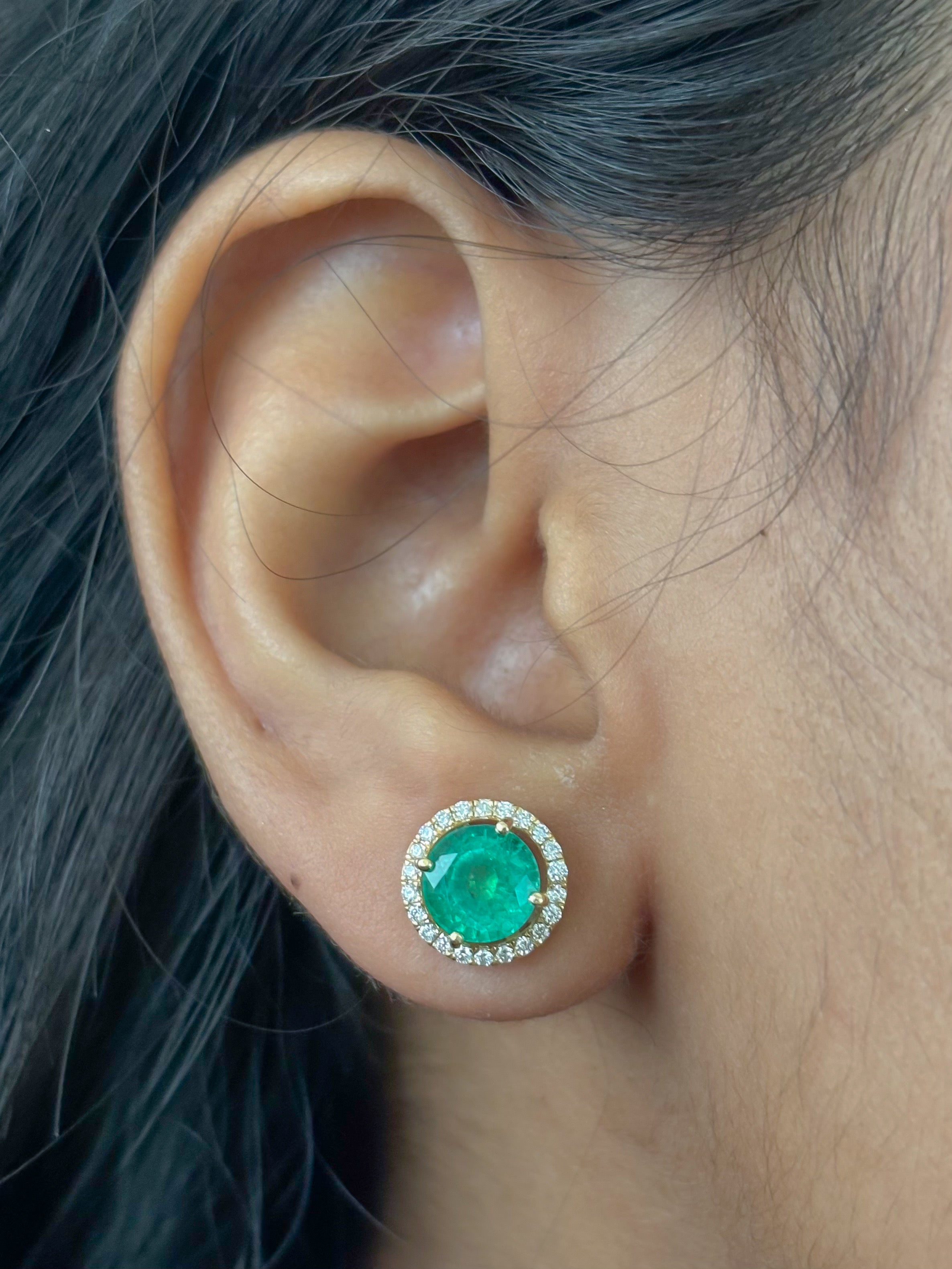 JPERG-4503/12747 Emerald Diamond Earring | 18K