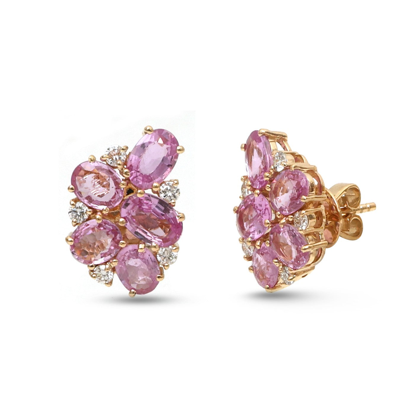 JPERG-4505/12749 Pink Sapphire Diamond Earring | 18K