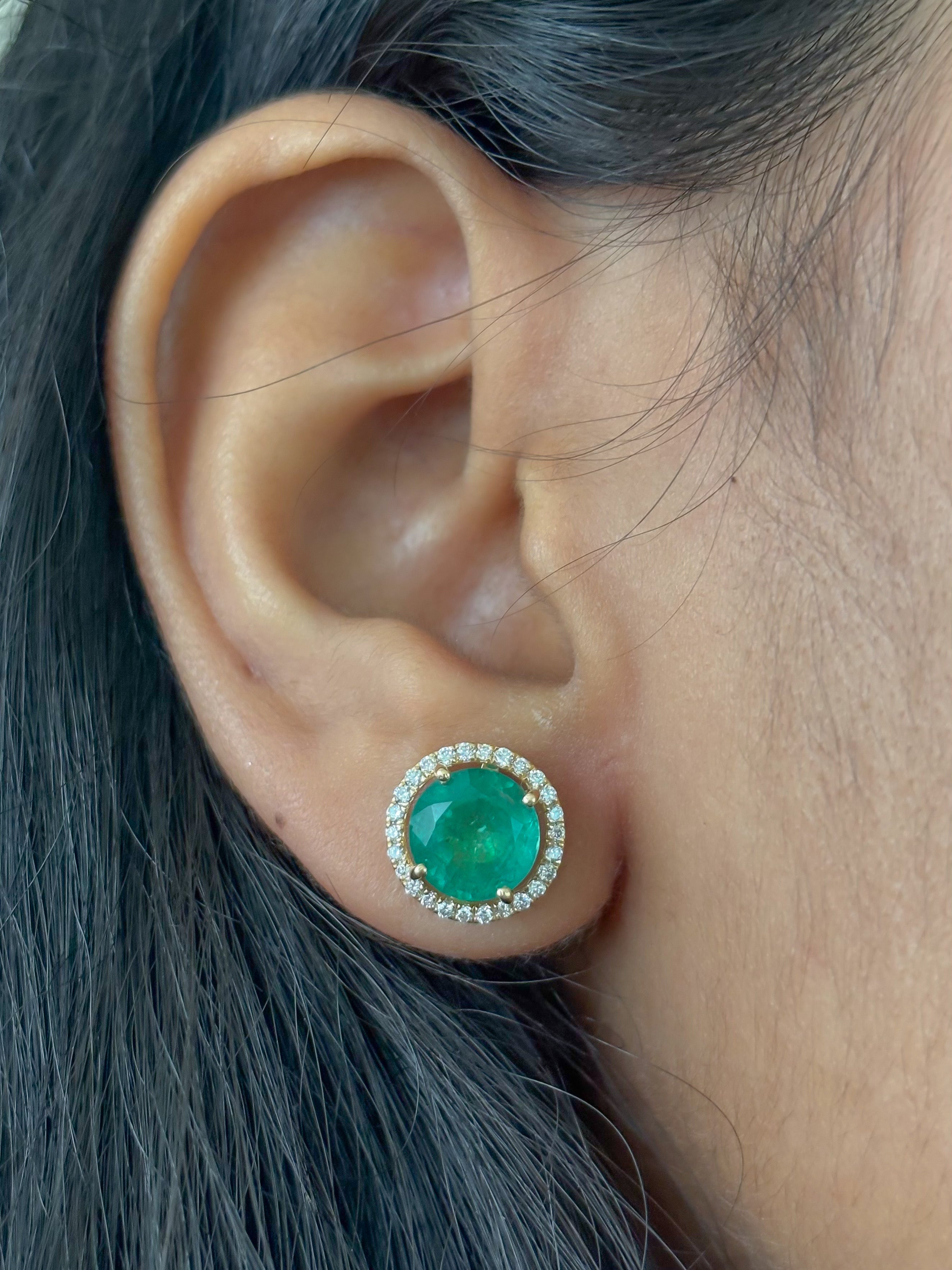 JPERG-4506/12750 Emerald Diamond Earring | 18K