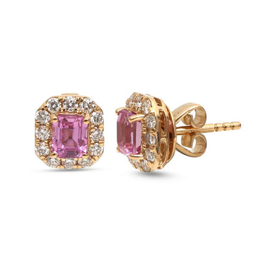 JPERG-4509/12753 Pink Sapphire Diamond Earring | 18K