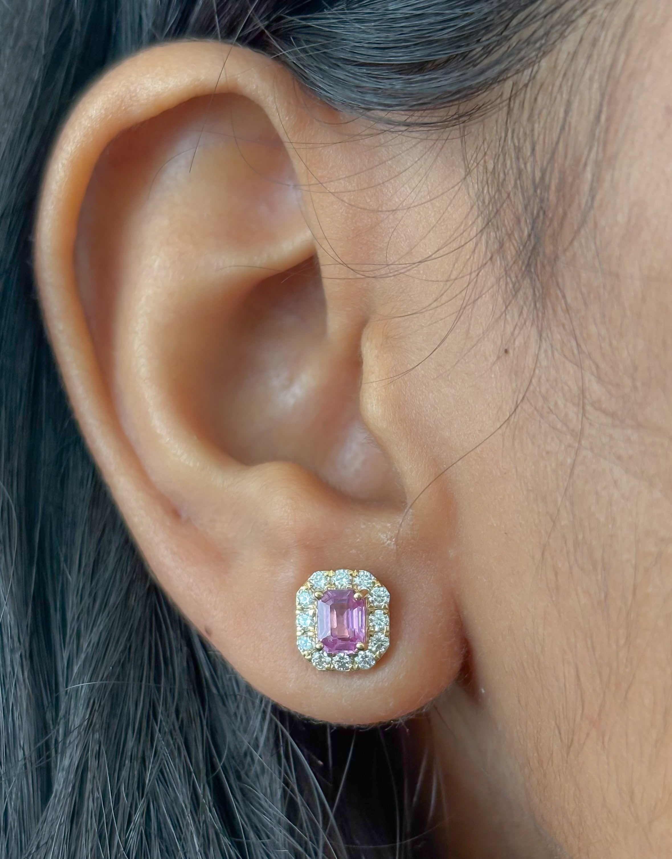 JPERG-4510/12754 Pink Sapphire Diamond Earring | 18K